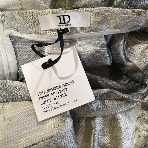 True Decadence Women 6 Silver Printed A Line Midi Skirt Pleated Hi Rise New - Picture 9 of 9